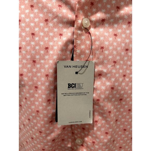 Van Heusen Men Slim Fit Shirt Button Up Tropical Summer Short Sleeve M 15 - 15.5 - Picture 5 of 8